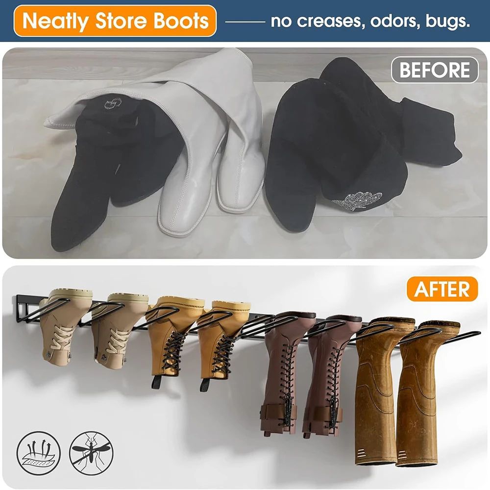 Wall Mounted Metal Boot Rack Organizer 4 Pair Sturdy AntiRust Boot Hanger For Closet Entryway Gara 1