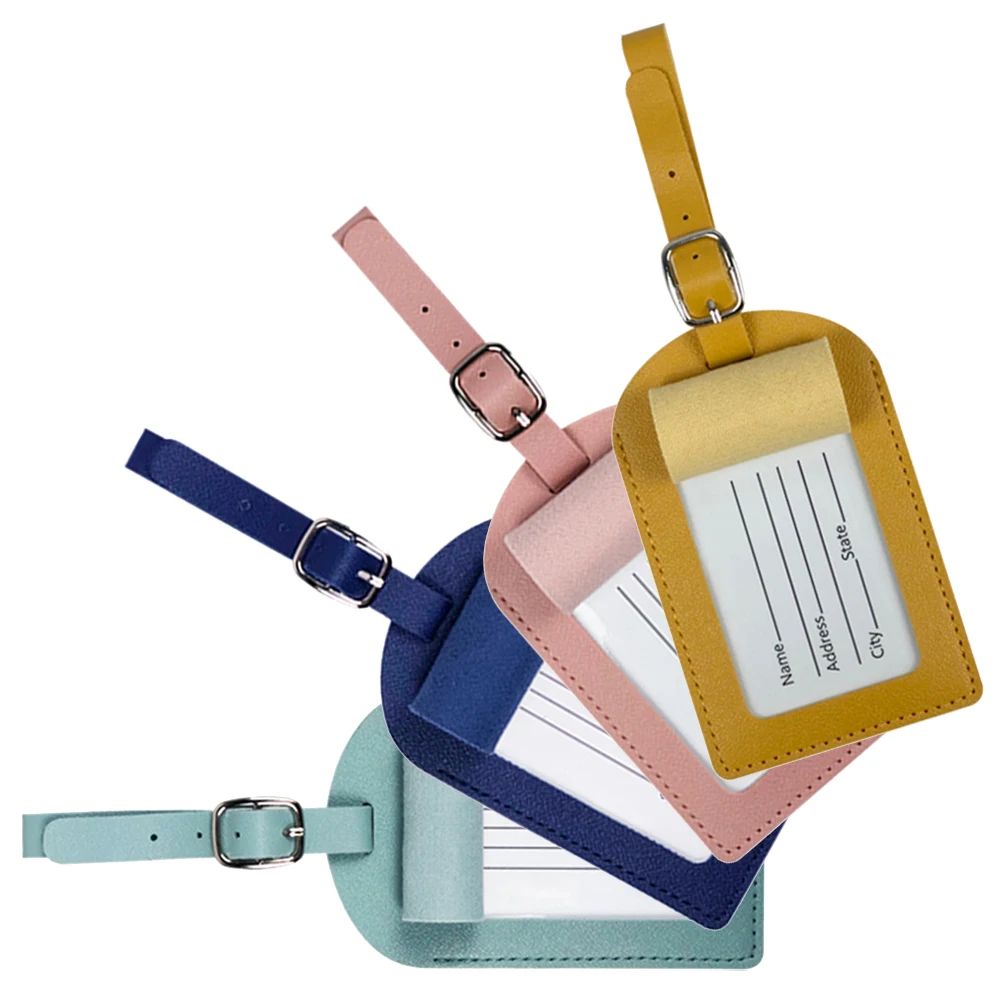 PU Leather Passport Cover Luggage Tag Set With Hot Stamping Thickened Travel ID Tag For Suitcase 1