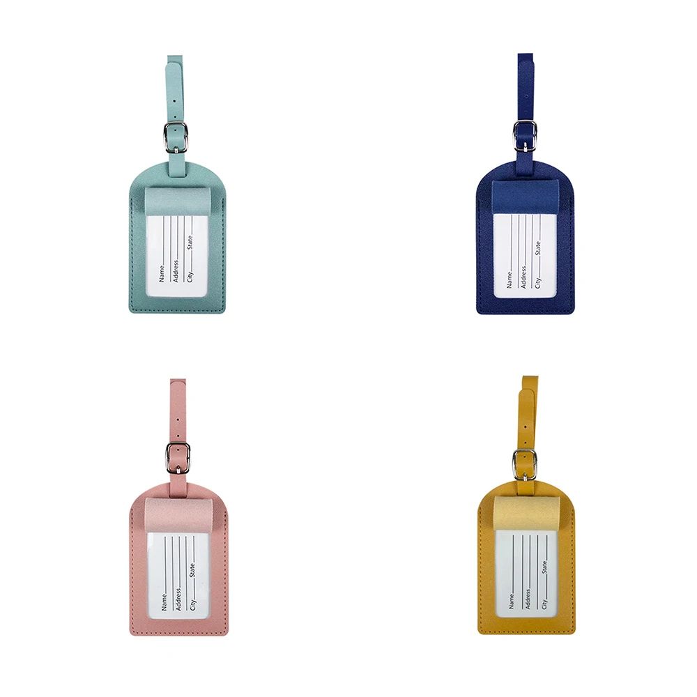 PU Leather Passport Cover Luggage Tag Set With Hot Stamping Thickened Travel ID Tag For Suitcase 3