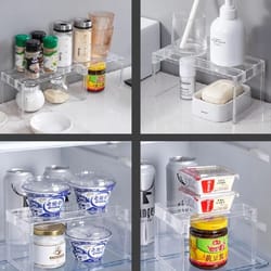 detachable transparent refrigerator storage rack | no-drill partition shelf organizer for kitchen fridge space saving