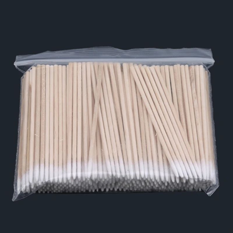 Wooden Handle Cotton Swabs Long Tip Precision Cotton Stick For Makeup Cleaning SemiPermanent Tatto 1