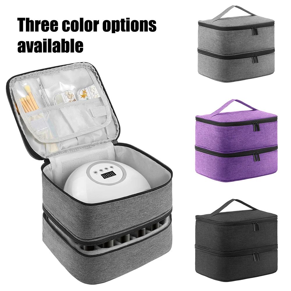 DoubleLayer Nail Polish Storage Bag 30 Compartments Portable Nail Care Organizer Case For Essentia 0