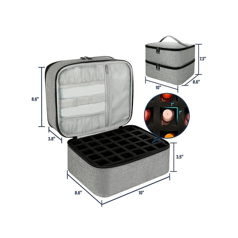 DoubleLayer Nail Polish Storage Bag 30 Compartments Portable Nail Care Organizer Case For Essentia 4