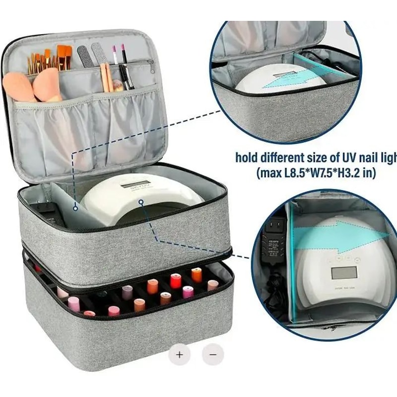 DoubleLayer Nail Polish Storage Bag 30 Compartments Portable Nail Care Organizer Case For Essentia 10