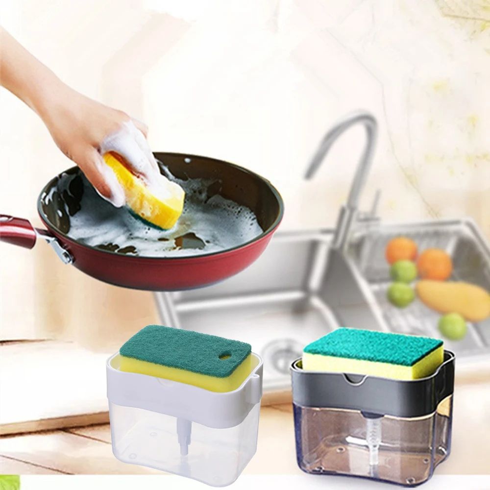 Automatic Dishwashing Brush With Soap Dispenser Kitchen Pot Pan Cleaning Tool Press Liquid Deter 2