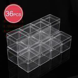 food grade transparent square plastic storage boxes with open top & bottom covers | candy nail art organizer case