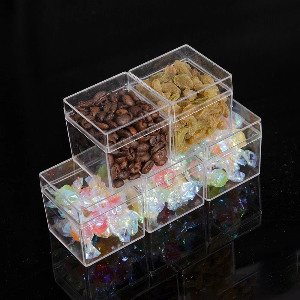 Food Grade Transparent Square Plastic Storage Boxes With Open Top Bottom Covers Candy Nail Art Or 1