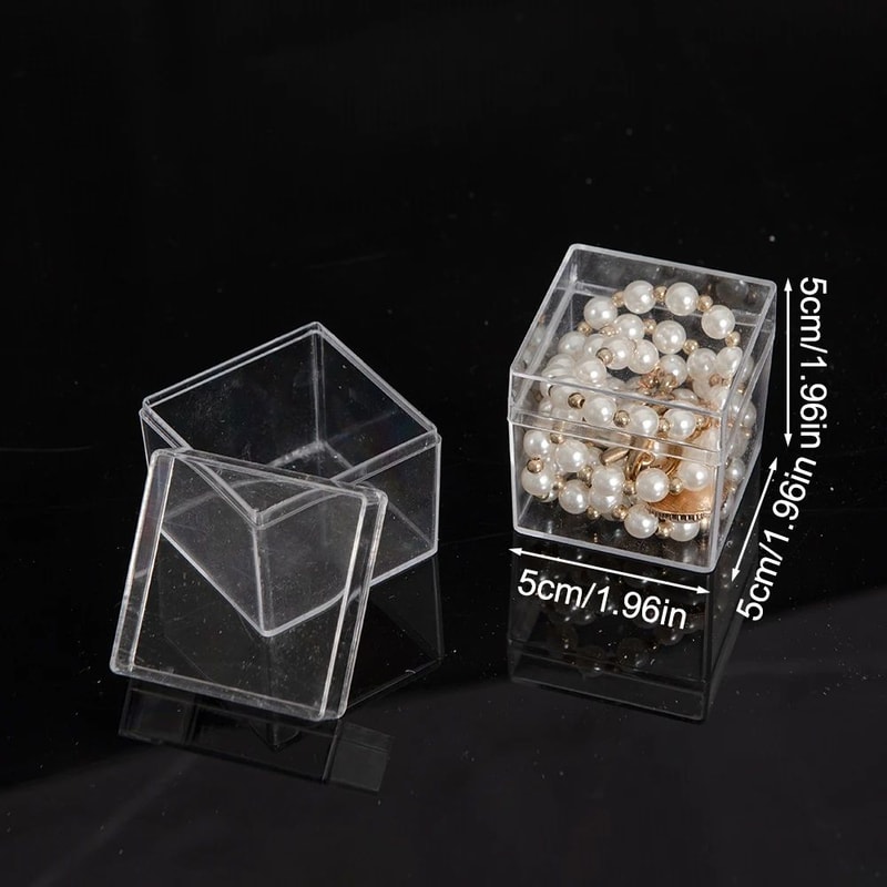 Food Grade Transparent Square Plastic Storage Boxes With Open Top Bottom Covers Candy Nail Art Or 4