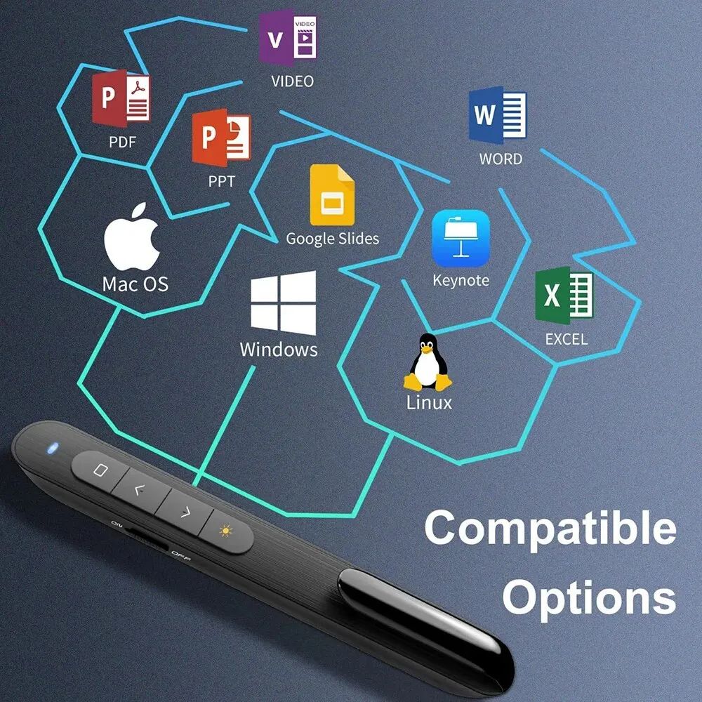 Wireless PPT Presentation Clicker With Red Laser Pointer USB Plug Play Flip Pen Remote For Teachi 4