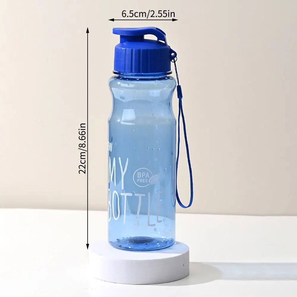 Portable Sports Water Bottle With AntiDrop Rope Flip Cover OneClick Open Transparent Outdoor Drin 5
