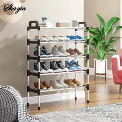 7-tier aluminum alloy shoe rack organizer | multi-layer dust-proof entryway storage shelf for dormitory & home