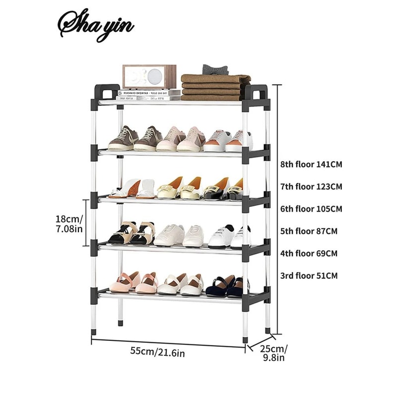 7Tier Aluminum Alloy Shoe Rack Organizer MultiLayer DustProof Entryway Storage Shelf For Dormitory 2