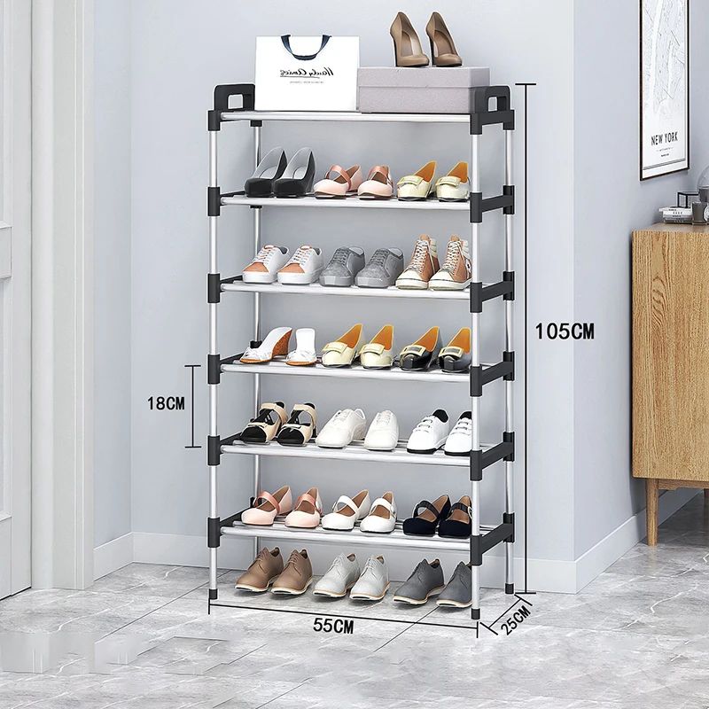 7Tier Aluminum Alloy Shoe Rack Organizer MultiLayer DustProof Entryway Storage Shelf For Dormitory 8