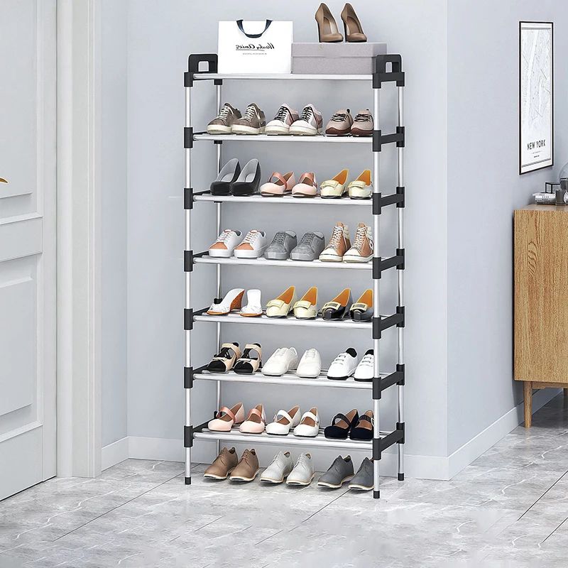 7Tier Aluminum Alloy Shoe Rack Organizer MultiLayer DustProof Entryway Storage Shelf For Dormitory 10