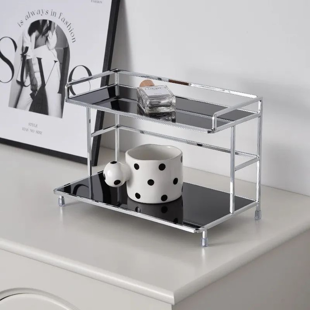 Metal 2Tier Desktop Storage Rack Organizer Cup Coffee Mug Holder Shelf For Bathroom Cosmetics And 1