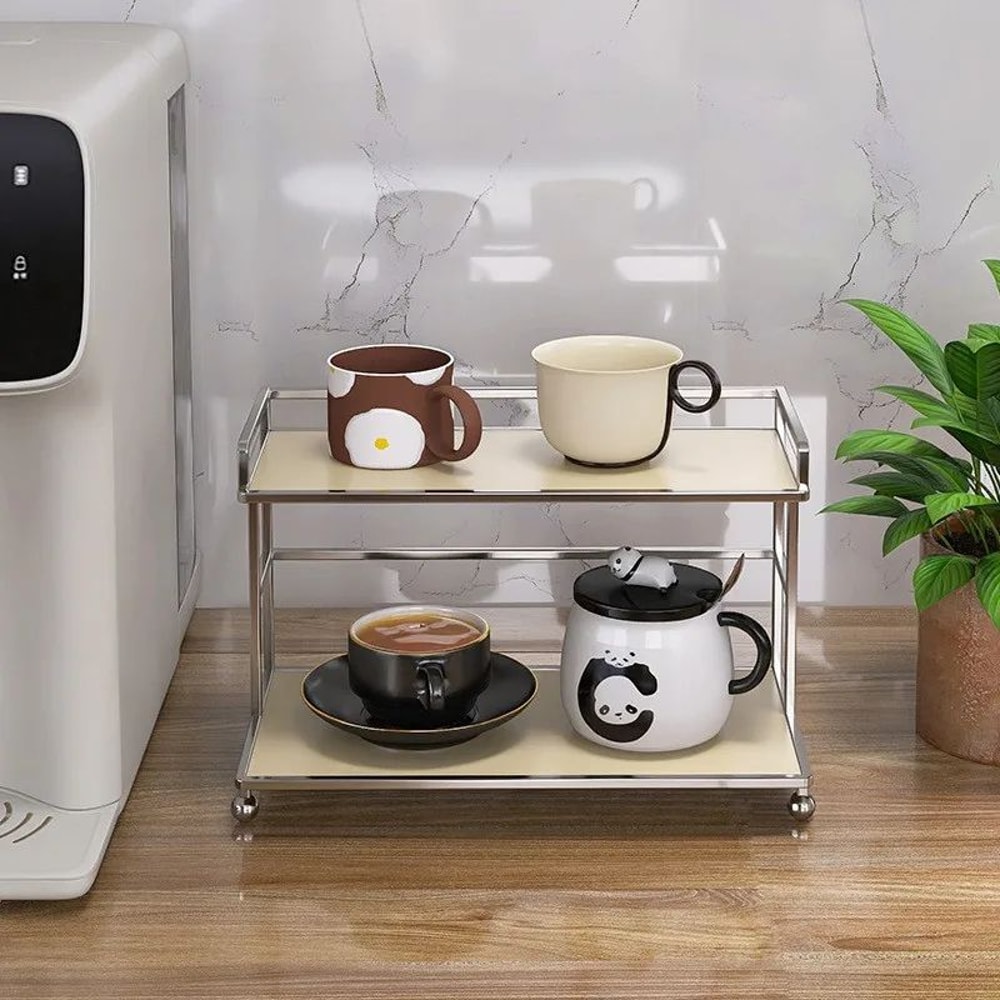 Metal 2Tier Desktop Storage Rack Organizer Cup Coffee Mug Holder Shelf For Bathroom Cosmetics And 2