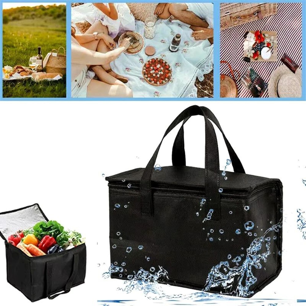 Large Capacity Insulated Lunch Bag 4060L Foldable Zipper Thermal Cooler Tote For Picnic Camping F 0