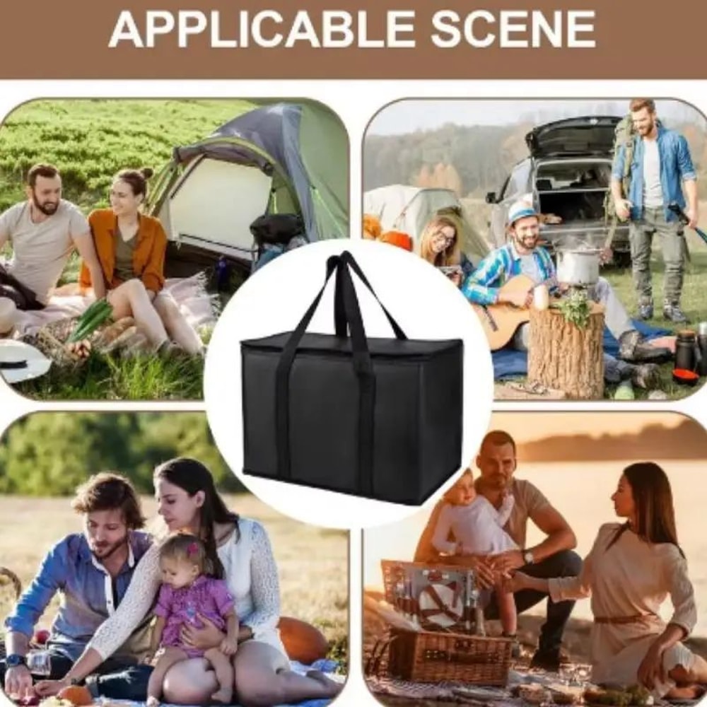 Large Capacity Insulated Lunch Bag 4060L Foldable Zipper Thermal Cooler Tote For Picnic Camping F 4
