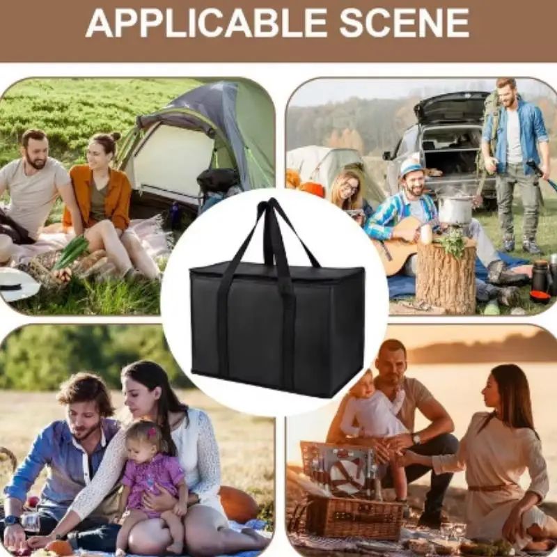 Large Capacity Insulated Lunch Bag 4060L Foldable Zipper Thermal Cooler Tote For Picnic Camping F 4