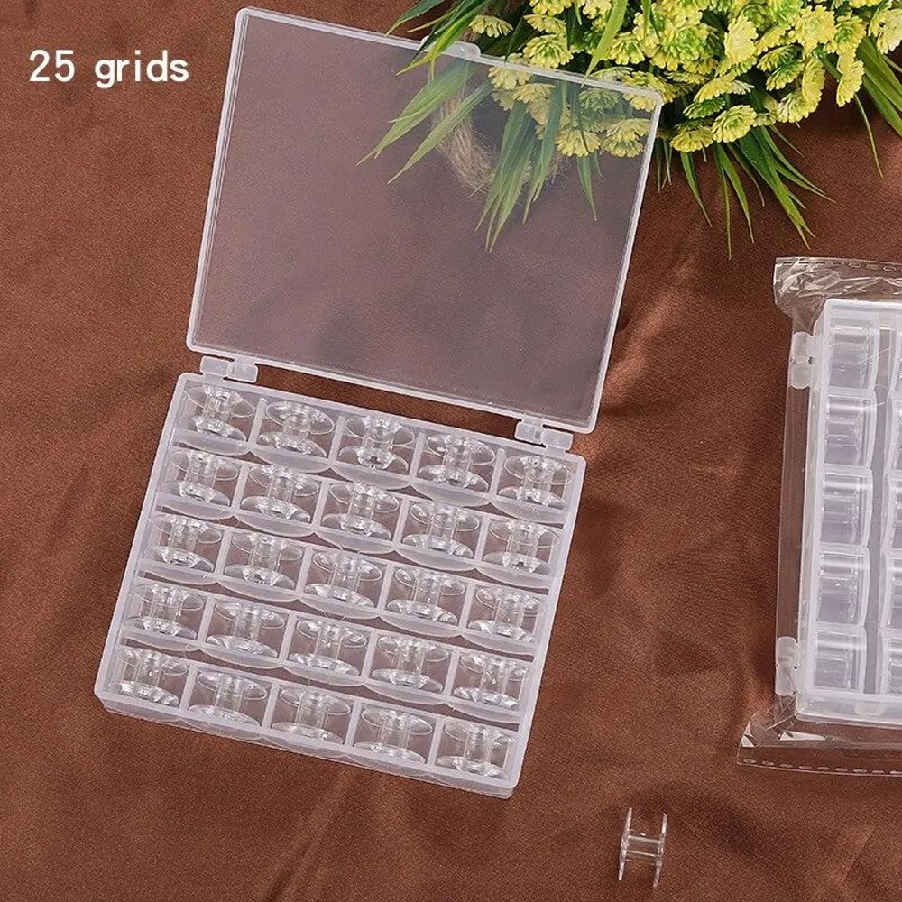 Clear Plastic Sewing Machine Bobbins With Storage Box Bottom Thread Spool Set For Brother Janome H 0