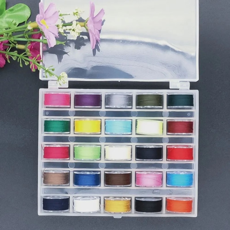 Clear Plastic Sewing Machine Bobbins With Storage Box Bottom Thread Spool Set For Brother Janome H 2