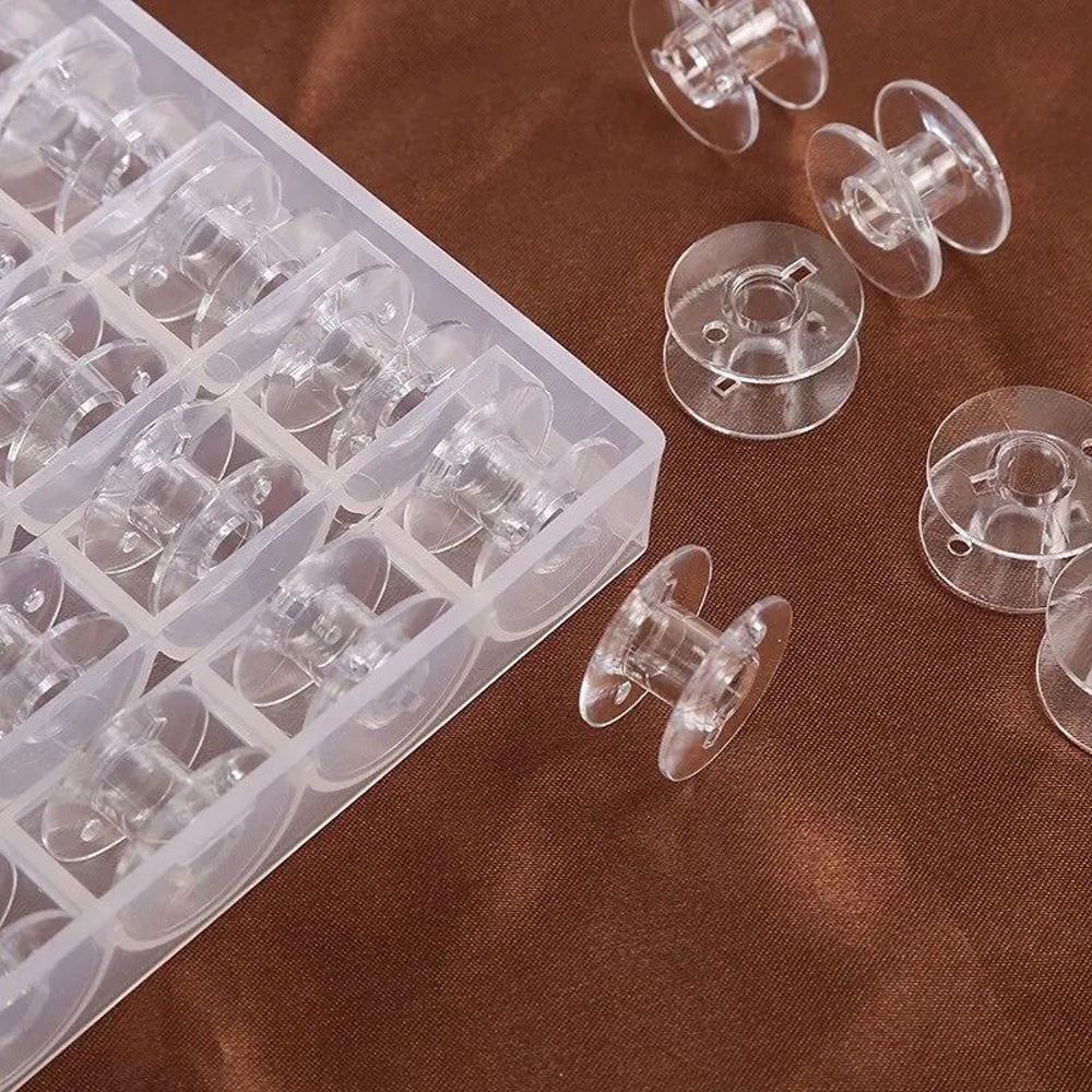 Clear Plastic Sewing Machine Bobbins With Storage Box Bottom Thread Spool Set For Brother Janome H 3