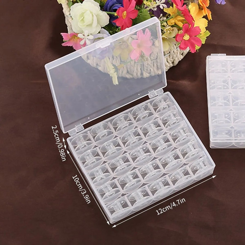 Clear Plastic Sewing Machine Bobbins With Storage Box Bottom Thread Spool Set For Brother Janome H 4