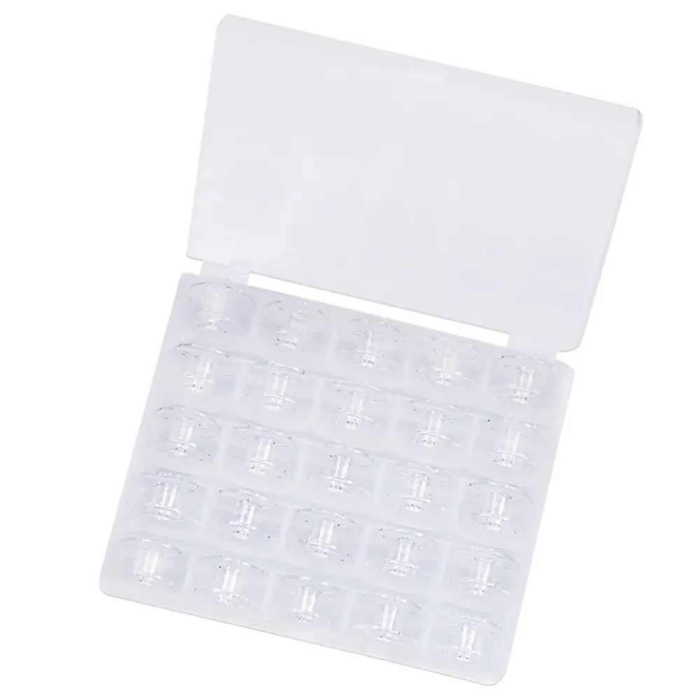Clear Plastic Sewing Machine Bobbins With Storage Box Bottom Thread Spool Set For Brother Janome H 6