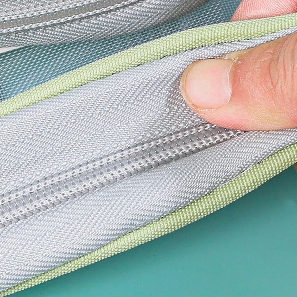 A4 DoubleLayer Mesh Stationery Storage Bag With Zipper Large Capacity School Office Organizer Fold