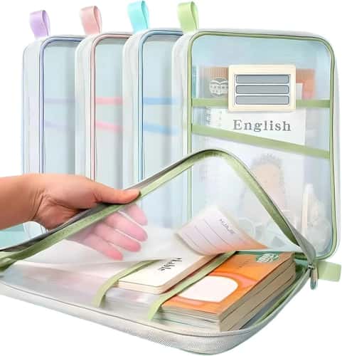 A4 Double-Layer Mesh Stationery Storage Bag with Zipper | Large Capacity School Office Organizer Folder for Supplies