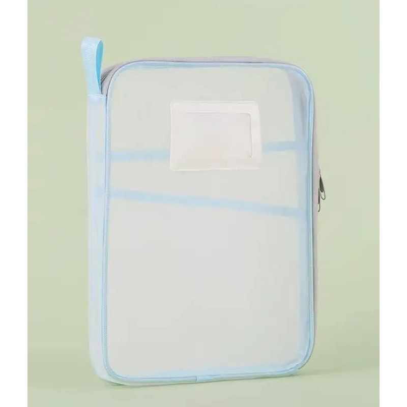 A4 DoubleLayer Mesh Stationery Storage Bag With Zipper Large Capacity School Office Organizer Fold