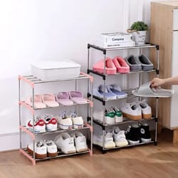 space-saving multi-layer shoe rack organizer | 3 or 4 tier simple household shoe storage shelf for entryway closet