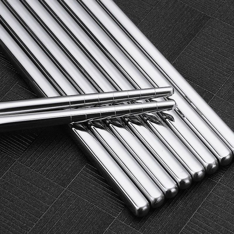 5 Pairs Reusable Stainless Steel Chopsticks NonSlip Dishwasher Safe Metal Chopsticks Set For Home 2