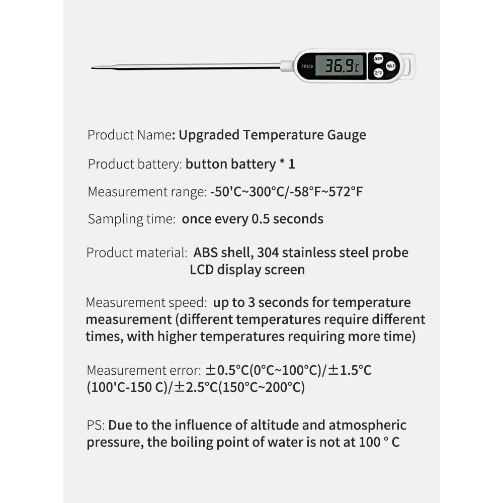 InstantRead Digital Kitchen Thermometer With Stainless Steel Probe For BBQ Meat Milk Oil Candy Wa 5