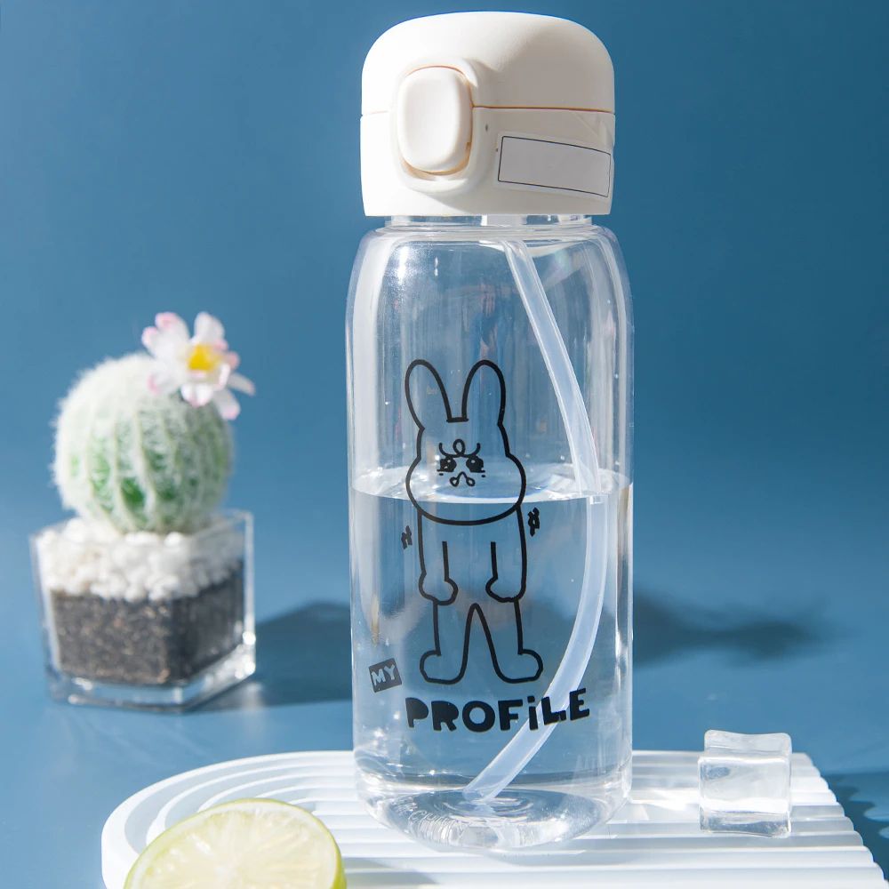 600ml Leakproof BounceStraw Water Bottle With OneClick Lid Cartoon Print DropResistant Sports Trave 7