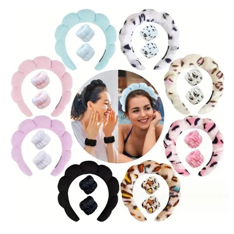 Soft Cloud Spa Headband For Washing Face Makeup Removal Bubble Hair Band For Shower Skincare And B 3