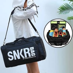 large capacity sports travel gym bag with shoe compartment, ball & racket storage, multifunction clothing duffle