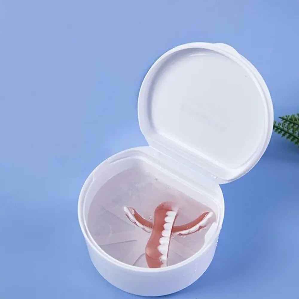 Denture Cleaning Box With Strainer Basket Magnetic Lid Dental Retainer Holder Case For Orthodontic 7