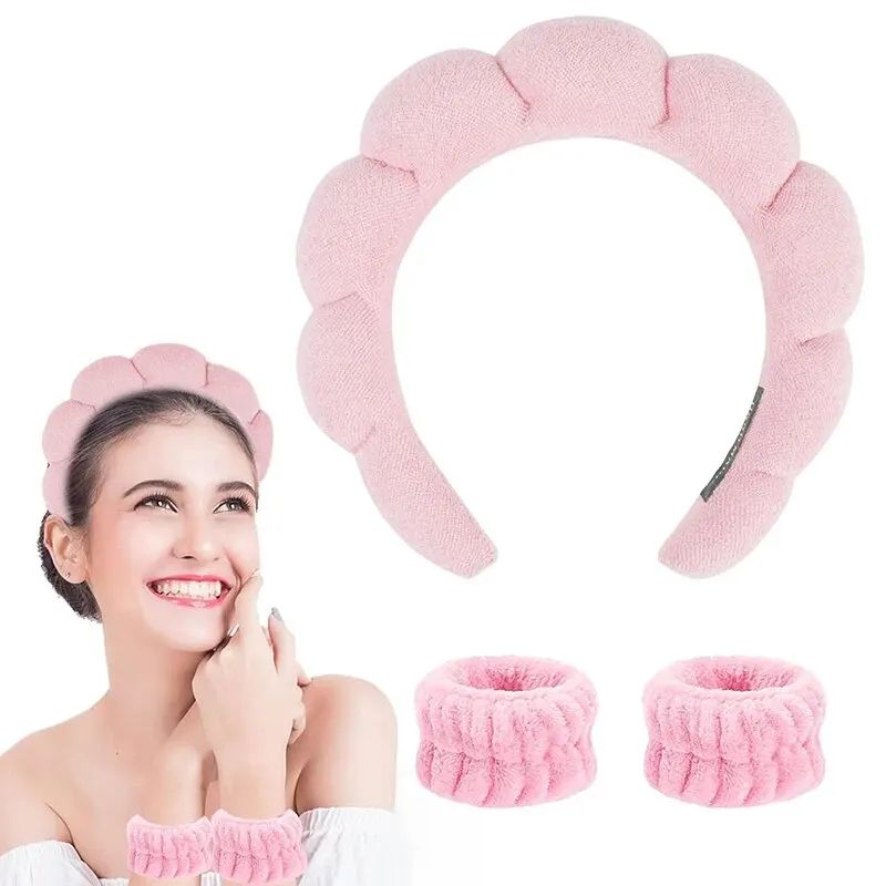 Cute Cloud Spa Headband Set With Wristbands For Face Washing Makeup Removal Soft AntiSlip Shower S 5