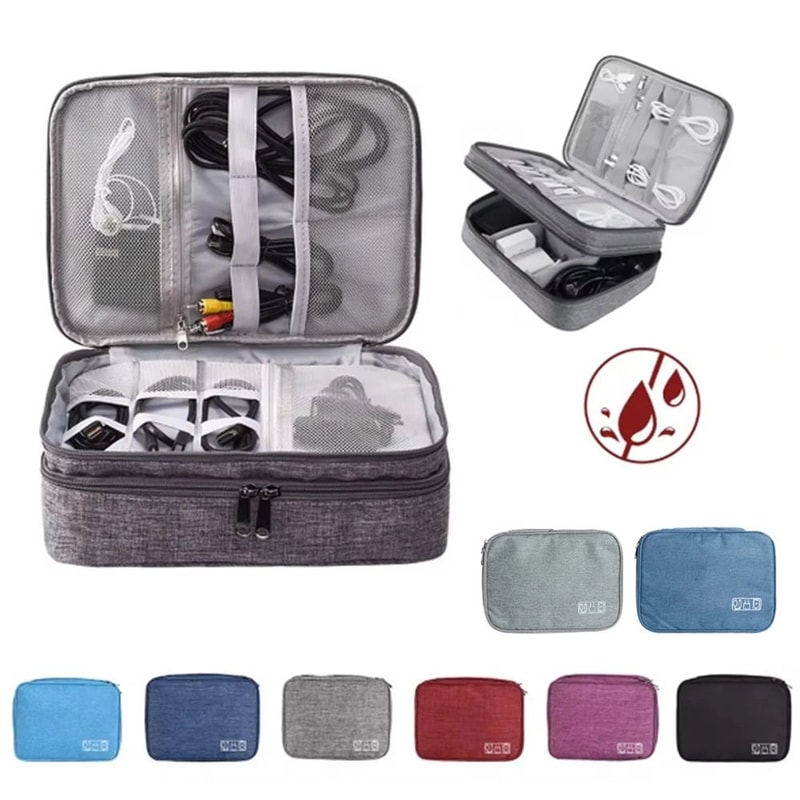 Waterproof Oxford Electronic Accessory Organizer Bag 3Layer Travel Cable Case For Headphones Charge 1