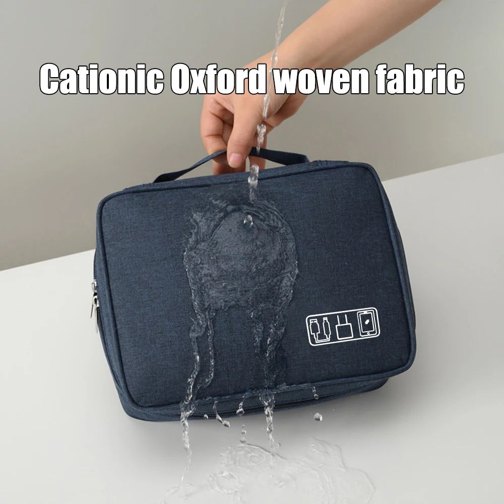 Waterproof Oxford Electronic Accessory Organizer Bag 3Layer Travel Cable Case For Headphones Charge 2