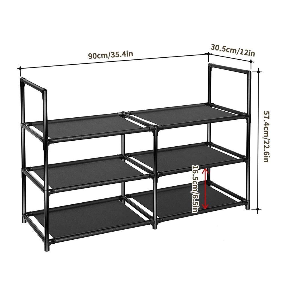 3Tier Wide Metal Shoe Rack Organizer With Dustproof Fabric Shelves For Closet Entryway Dorm Small 5