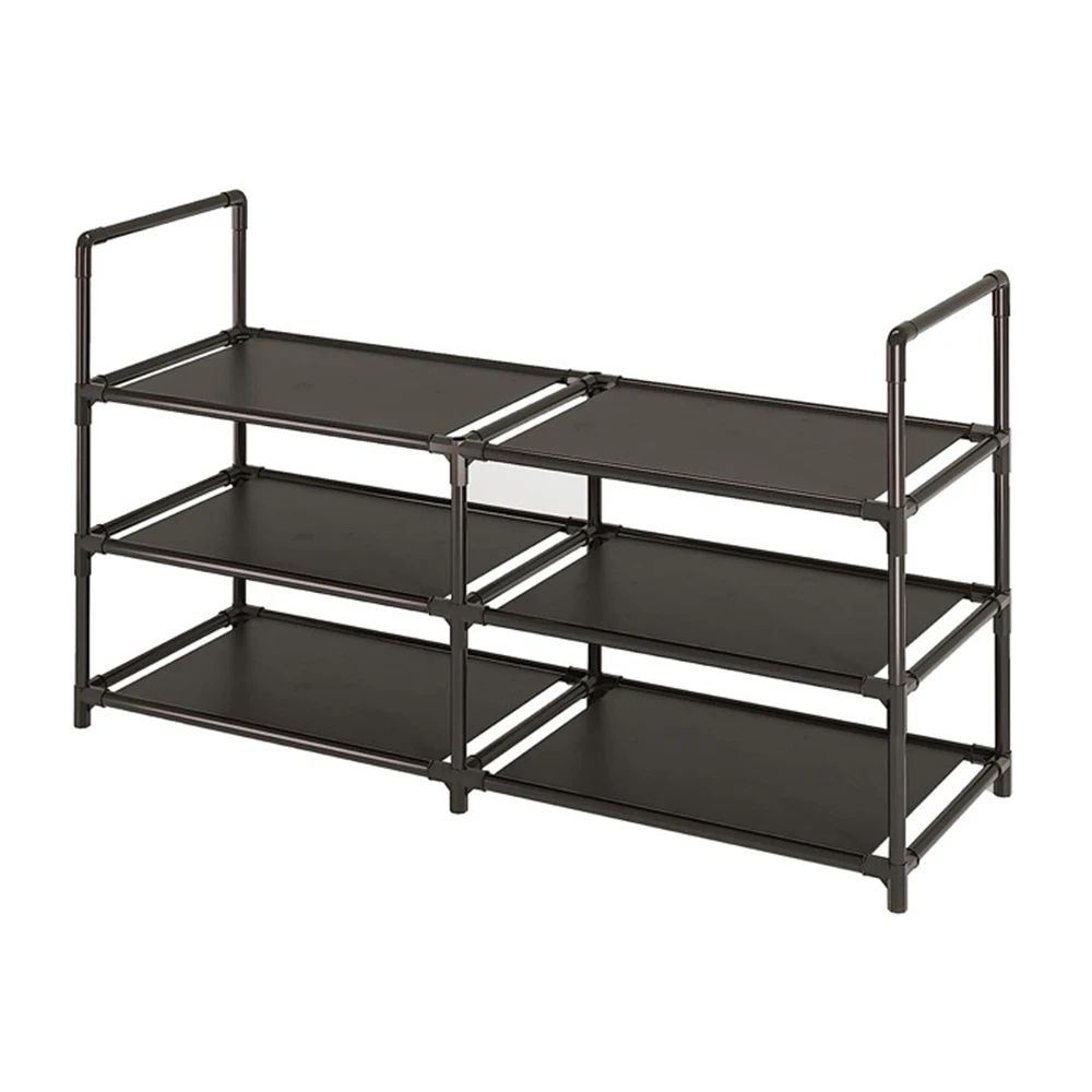 3Tier Wide Metal Shoe Rack Organizer With Dustproof Fabric Shelves For Closet Entryway Dorm Small 6