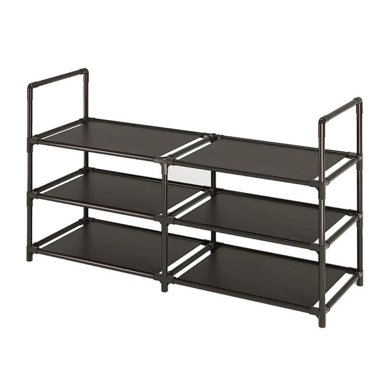 3Tier Wide Metal Shoe Rack Organizer With Dustproof Fabric Shelves For Closet Entryway Dorm Small 6