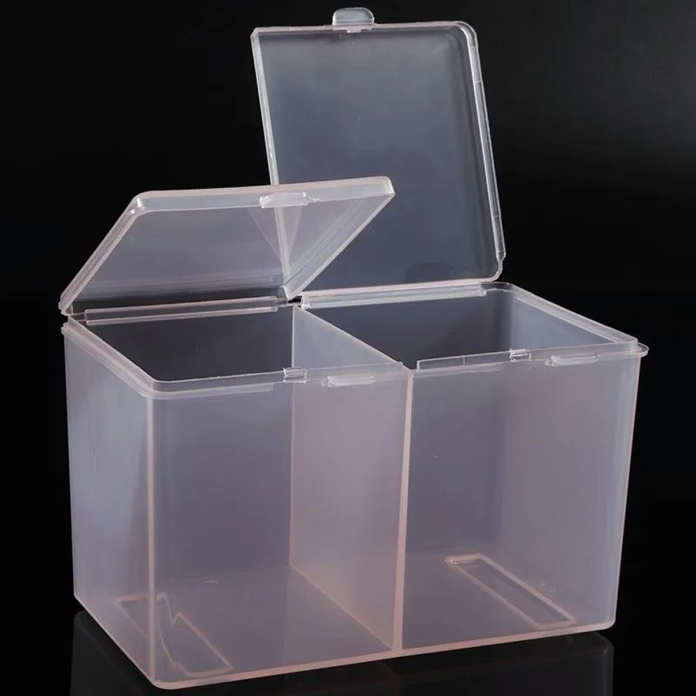 Clear Makeup Storage Box With Lid 2Grid Dustproof Cosmetic Organizer For Skincare Vanity Countertop 6