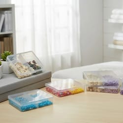 clear pp desktop storage box organizer 2-5 grid transparent jewelry & parts case for beads, crafts, screws & small items