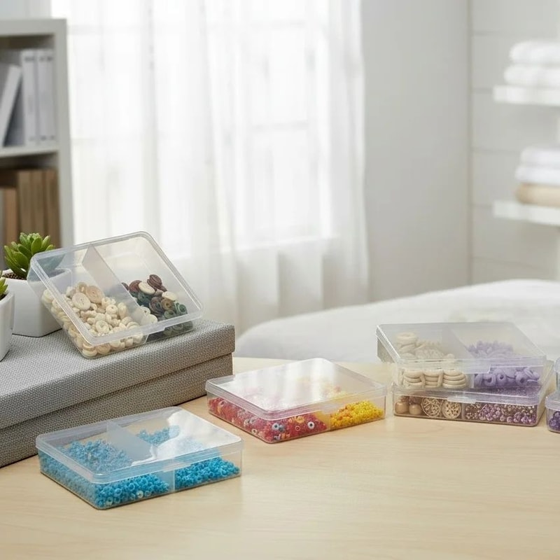 Clear PP Desktop Storage Box Organizer 25 Grid Transparent Jewelry Parts Case For Beads Crafts Scr 0