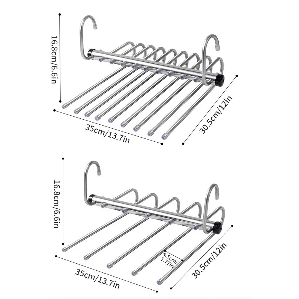 Foldable Stainless Steel Pants Hanger SpaceSaving Trouser Rack With AntiSlip Clips For Closet Wardr 4