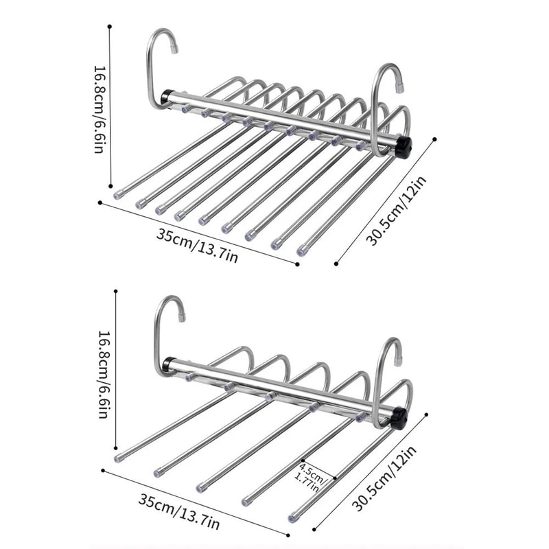 Foldable Stainless Steel Pants Hanger SpaceSaving Trouser Rack With AntiSlip Clips For Closet Wardr 4
