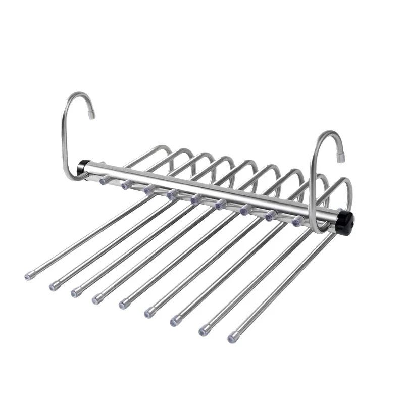 Foldable Stainless Steel Pants Hanger SpaceSaving Trouser Rack With AntiSlip Clips For Closet Wardr 7